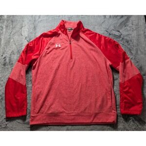 Under Armour 1/4 Zip Long Sleeve Fleece Pullover Men's Size XL Red